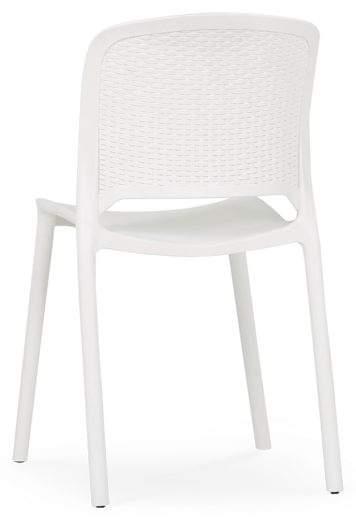 Plastic chair with fiberglass, gas injection, for outdoor and indoor use, uv protection, non slip caps, recyclable, stackable. Produced in Portugal, Plásticos Joluce.