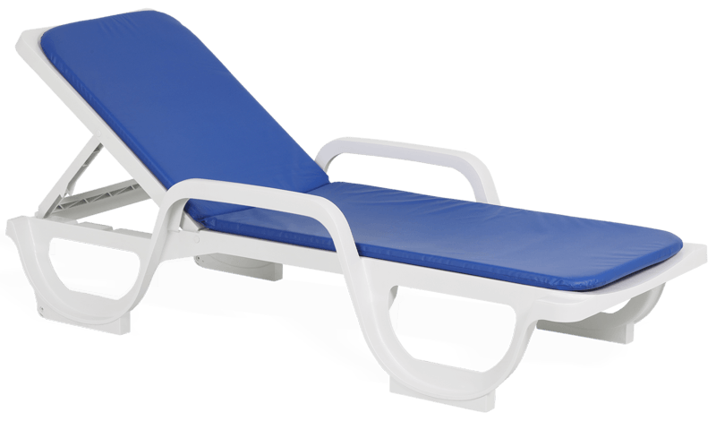 Colchão para espreguiçadeira, 100% poliéster, impermeável, empilhável. Fabricado em Portugal, Plásticos Joluce.