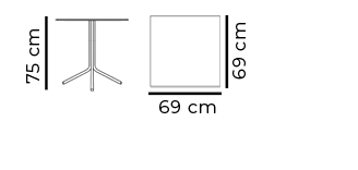 Mesa alta com tampo em madeira compacto, pernas em alumínio, para uso exterior e interior, proteção contra raios UV, tacos antiderrapantes, reciclável. Fabricado em Portugal, Plásticos Joluce.