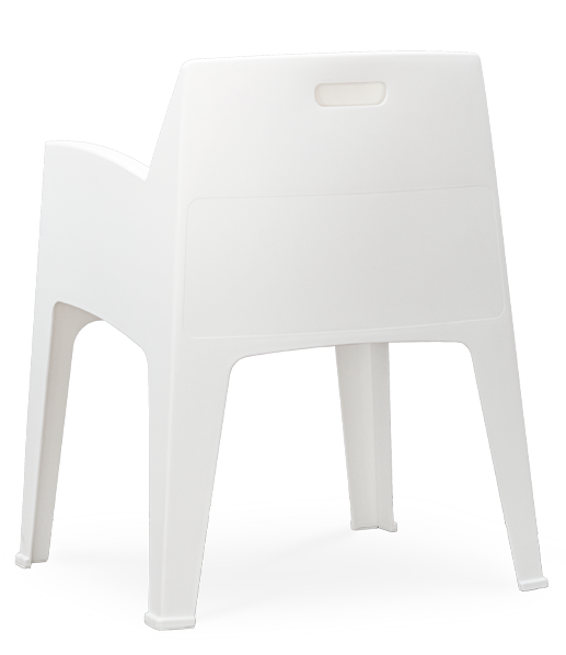 Plastic chair for outdoor use, uv protection, recyclable. Produced in Portugal, Plásticos Joluce.